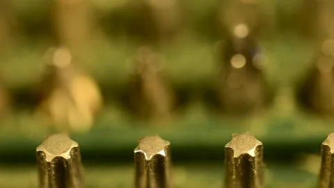 Used torx bits close up macro slider shot Stock Footage 237176743