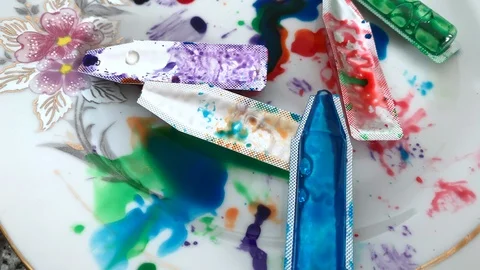 Used tubes of paint for eggs Stock Footage 109799098