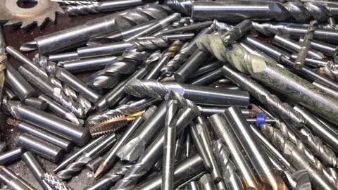 Used in work and broken tools and tooling for metal cutting machines, Stock Footage 295311022