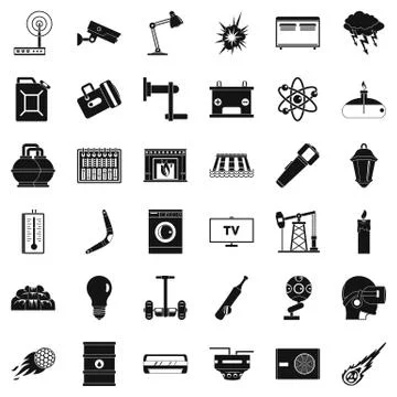 Useful energy icons set, simple style Stock Illustration
