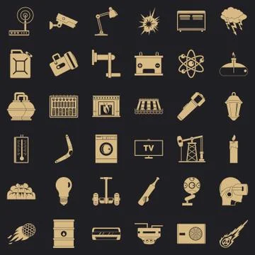 Useful energy icons set, simple style Illustrazione stock