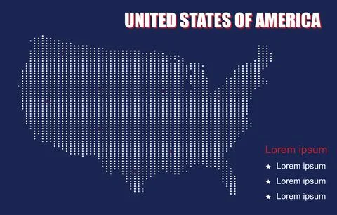 Useful infographic template. Pixel dotted map of United States of America in  Stock Illustration