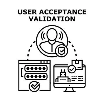 User acceptance validation process checking security passwords Stockillustratie