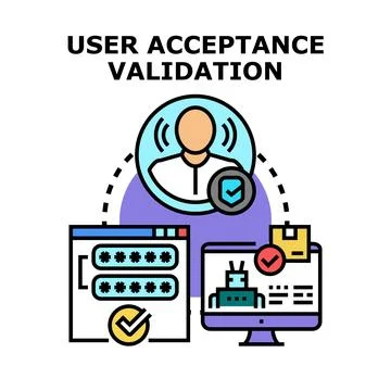 User acceptance validation process checking security passwords Stock Illustration