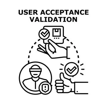 User acceptance validation process passing quality control Stock Illustration