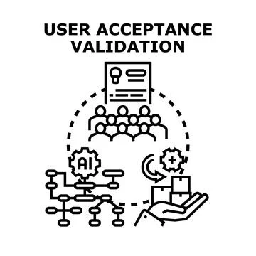 User acceptance validation testing software product development Ilustração Stock
