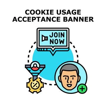 User accepting website cookie usage data privacy 스톡 일러스트