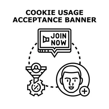User accepting website cookie usage data privacy Stock Illustration