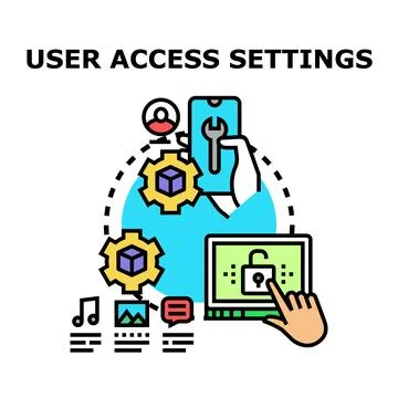 User access settings configuration and data management concept Stock Illustration