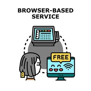 User accessing browser based online digital service Stock Illustration