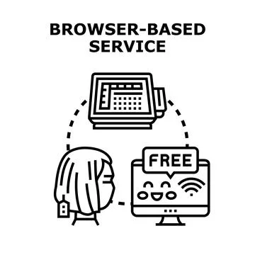 User accessing browser based online digital service Stock Illustration
