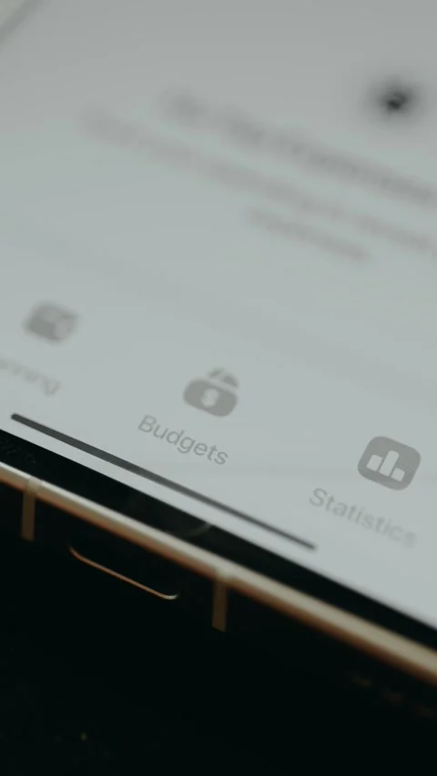 User accessing Budgets section from financial app menu, detailed shot Stock Footage 330675565
