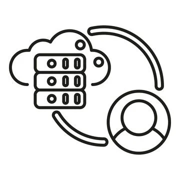 User accessing cloud computing server data network Stock Illustration
