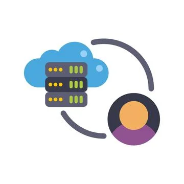 User accessing cloud computing servers for storage Illustrazione stock