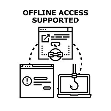 User accessing data with offline support and security risks Stock Illustration