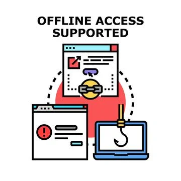 User accessing data with offline support and security risks Stock Illustration