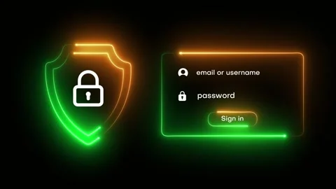 User accessing password on secure login neon animation Stock Footage 321543356