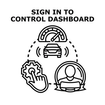 User accessing vehicle control dashboard interface Stock Illustration