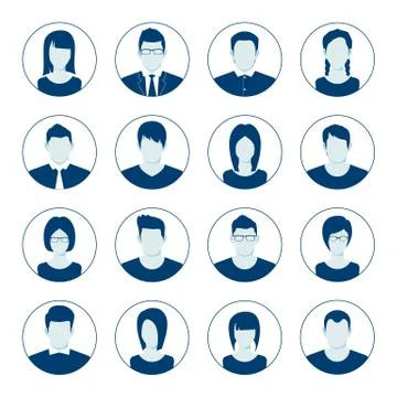 User account avatar. User portrait  icon set. Businessman portrait silhouette Stock Illustration