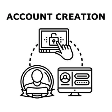 User account creation process for online registration Stock Illustration