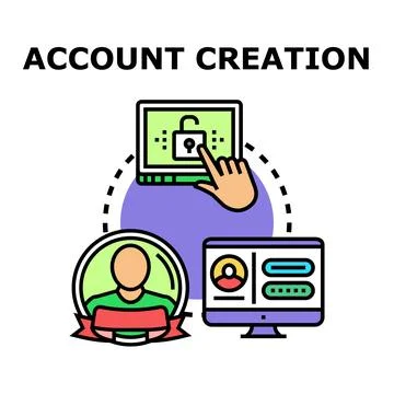 User account creation process for online registration Stock Illustration