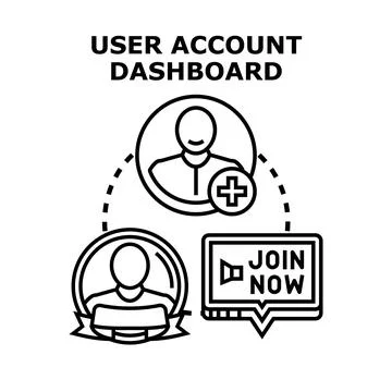 User account dashboard adding new members concept Stock Illustration