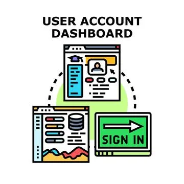 User account dashboard management sign in application Stock Illustration