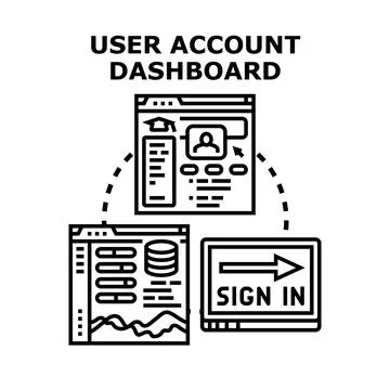 User account dashboard management sign in application Stock Illustration