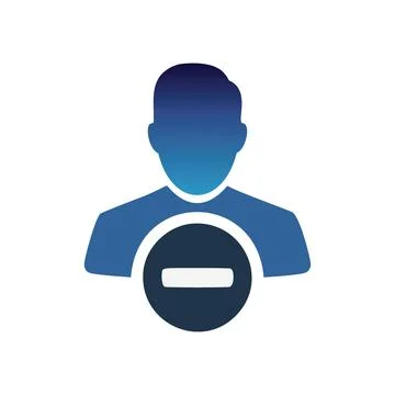 User account disabled. Blue user icon with a minus sign indicating a disabl.. Stock Illustration