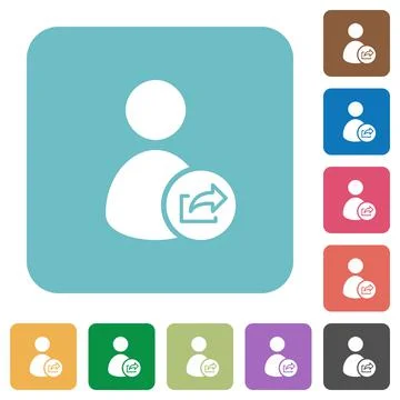 User account export data rounded square flat icons Stock Illustration