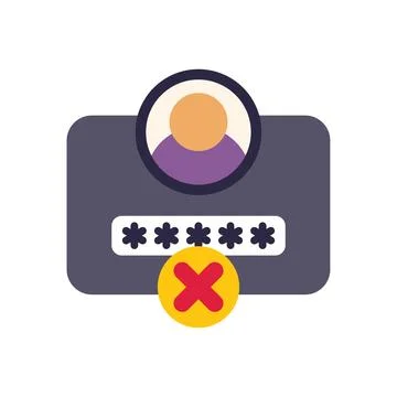 User account getting blocked showing login denied with a cross mark Stockillustratie