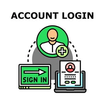 User account login access and registration process Stock Illustration