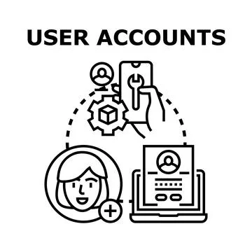 User account management setting up new digital profile Stock Illustration
