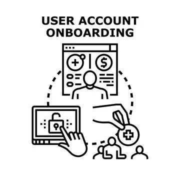 User account onboarding process for digital service access Stock Illustration