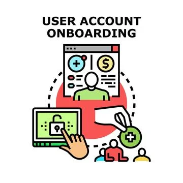 User account onboarding process for digital service access Stock Illustration