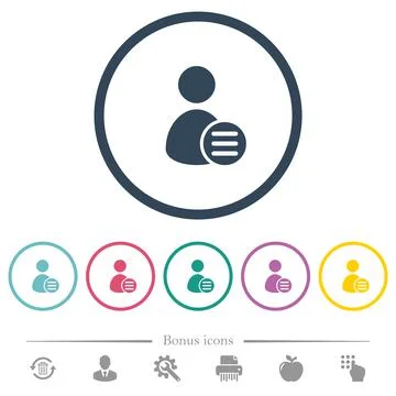 User account options flat color icons in round outlines Stock Illustration