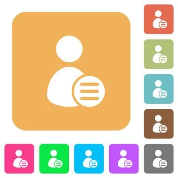 User account options rounded square flat icons Stock Illustration