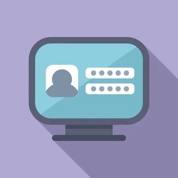 User account passcode icon flat vector. Computer code registration Illustrazione stock