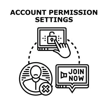 User account permission settings access control concept Illustrazione stock