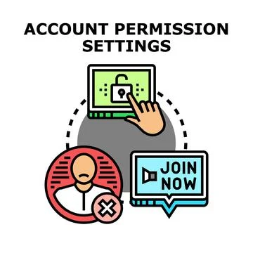 User account permission settings access control concept Stock Illustration