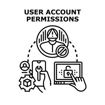 User account permissions managing access control concept Stock Illustration
