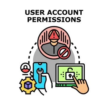 User account permissions managing access control concept Stock Illustration