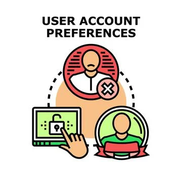 User account preferences management for access control Stock Illustration