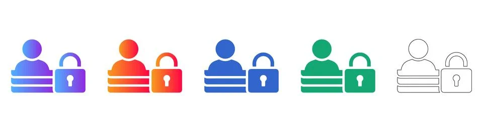 User Account Privacy Security Icon Set Stock Illustration