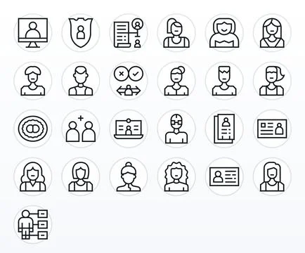User Account Professional Vector Set with 25 Regular Line Pixel Aligned 64x.. 스톡 일러스트