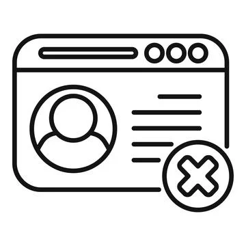 User account profile delete removing personal data from website icon Stock Illustration