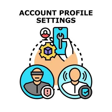User account profile settings management concept Stock Illustration