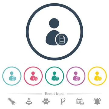 User account properties flat color icons in round outlines Illustrazione stock
