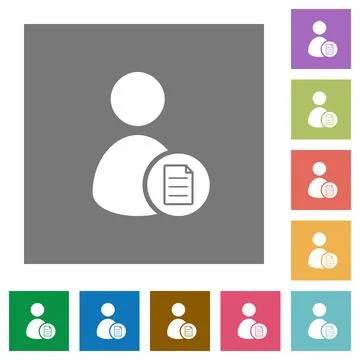 User account properties square flat icons Stock Illustration