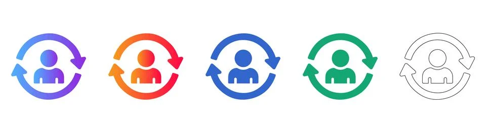 User Account Refresh and Update Cycle Icon Set Stock Illustration